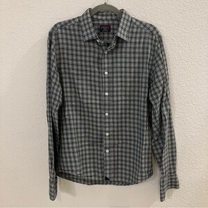 UNTUCKit Men's Green and Navy Plaid Shirt